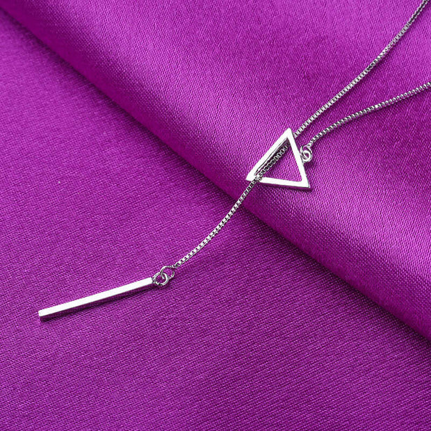 Long Layered Silver Necklace for Women - Geometric Love Triangle Pendant (Box Chain)Long Layered Silver Necklace for Women - Geometric Love Triangle Pendant (Box Chain)Birthday Gifts,Gifts,Gifts for Girlfriend,Gifts for Her,Gifts for Mom,Layered Necklace,