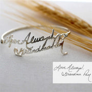 Custom Double Name Bangle Personalized Signature Bracelets Stainless Steel Custom Double Name Bangle Personalized