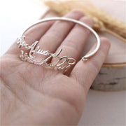 Custom Double Name Bangle Personalized Signature Bracelets Stainless Steel Custom Double Name Bangle Personalized