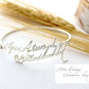 Custom Double Name Bangle Personalized Signature Bracelets Stainless Steel Custom Double Name Bangle Personalized