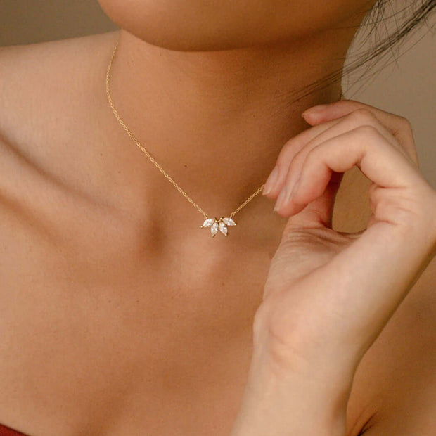 Minimalist Marquise Diamond Shining Flower Petal Necklace for Women Anniversary Gifts,BIRTHDAY GIFT,Birthday Gifts,BRIDESMAID GIFTS,BRIDESMAID JEWELRY,CAITLYNMINIMALIST,Christmas Gifts,DAINTY NECKLACE,DIAMOND NECKLACE,FLORAL NECKLACE,FLOWER JEWELRY,FLOWER