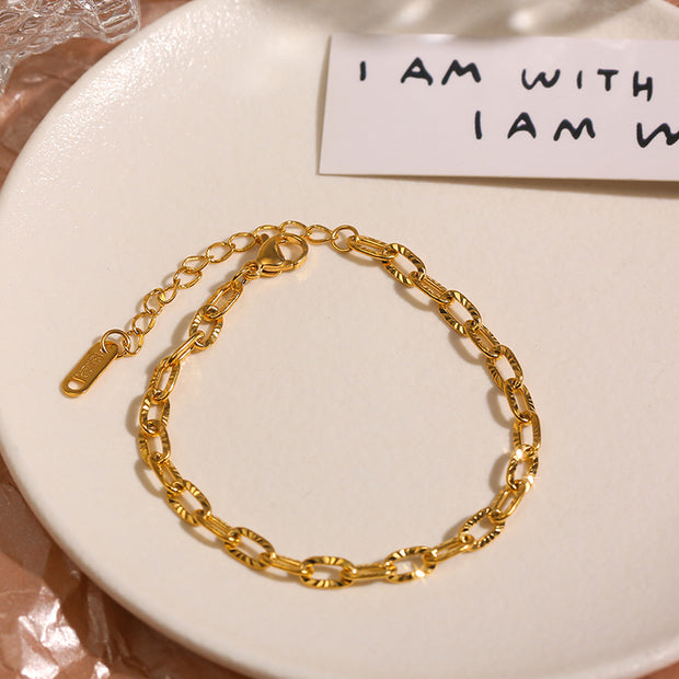 Chic Gold Paperclip Chain Bracelet - Elegant Layering Piece, Perfect Gift for Her