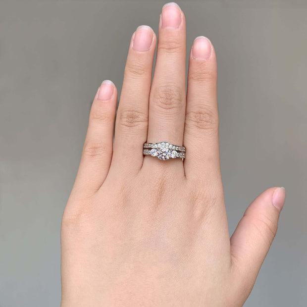 Stunning 925 Sterling Silver Bridal Ring Set: Engagement & Wedding Ring925 Sterling Silver,Birthday Gifts,Bridal Ring Set,Bride,Cubic Zirconia,Gifts,Gifts for Girlfriend,Gifts for Her,Gifts for Mom,Hypoallergenic Rings,Promise Ring,Sterling Silver Jewelry