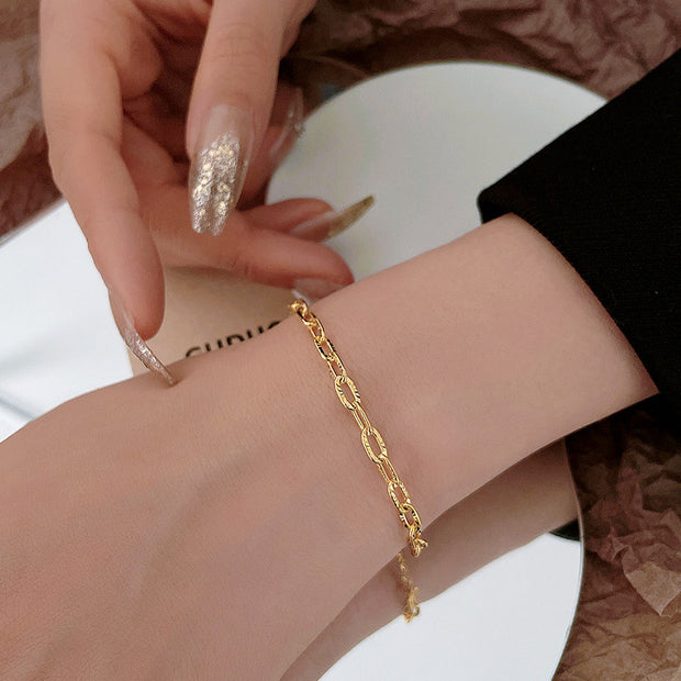 Chic Gold Paperclip Chain Bracelet - Elegant Layering Piece, Perfect Gift for Her