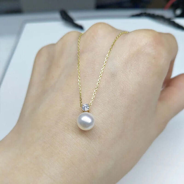 Minimalist Teardrop Pearl Pendant Necklace, Dainty 14k 18k Gold Necklace , Brides & Bridesmaids Wedding Gift, Handmade Jewelry Gift for Her