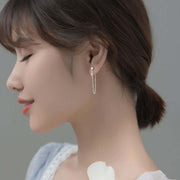 WOOZU Genuine 925 Sterling Silver Punk Chain Zircon Tassel Stud Earring For Women Party Girl Korean Chic Sweet Jewelry Gift 2021 Anniversary Gifts,Birthday Gifts,BIRTHSTONE EARRINGS,CAITLYNMINIMALIST,CHAIN EARRINGS,Christmas Gifts,CUSTOM EARRINGS,DAINTY E