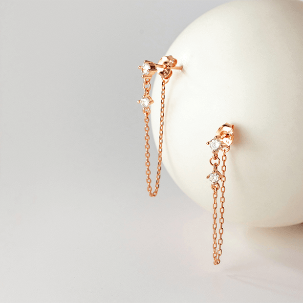 WOOZU Genuine 925 Sterling Silver Punk Chain Zircon Tassel Stud Earring For Women Party Girl Korean Chic Sweet Jewelry Gift 2021 Anniversary Gifts,Birthday Gifts,BIRTHSTONE EARRINGS,CAITLYNMINIMALIST,CHAIN EARRINGS,Christmas Gifts,CUSTOM EARRINGS,DAINTY E