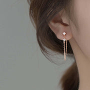 WOOZU Genuine 925 Sterling Silver Punk Chain Zircon Tassel Stud Earring For Women Party Girl Korean Chic Sweet Jewelry Gift 2021 Anniversary Gifts,Birthday Gifts,BIRTHSTONE EARRINGS,CAITLYNMINIMALIST,CHAIN EARRINGS,Christmas Gifts,CUSTOM EARRINGS,DAINTY E